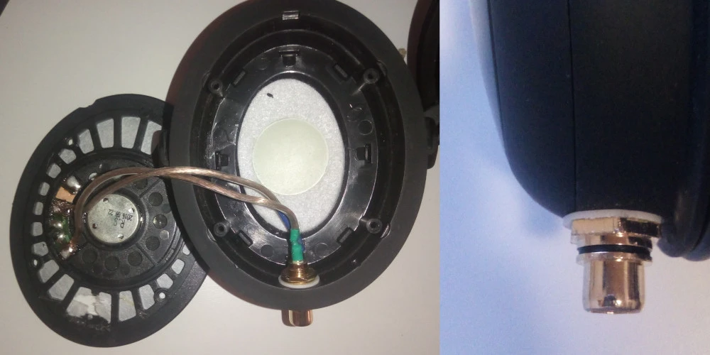 Soldering the connector to the headphones